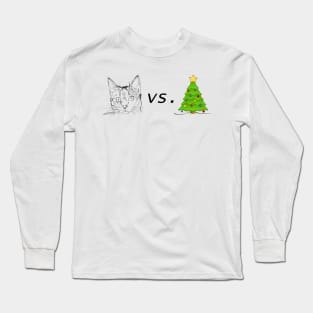 Cat vs. Christmas Tree Long Sleeve T-Shirt